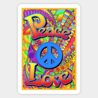 Retro Vintage Peace and Love Style Poster Magnet